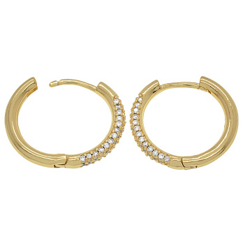 Сережки-кільця Huggie, Латунь з покриттям 18 kt, Стрази куб. цирконій, 20,5х20х2,5 мм (OSN-053093)