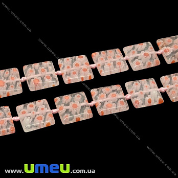 [Архів] Намистина Lampwork квадратна, 14х14 мм, Помаранчева (BUS-004215)