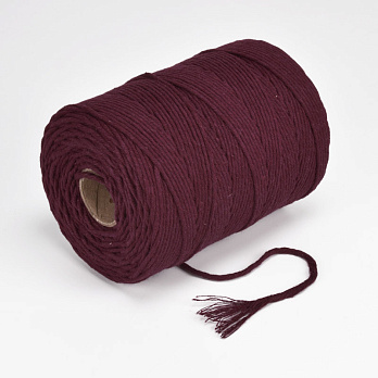 Шнур для макраме бавовняний, 2-3 мм, Бордовий (LEN-063003)