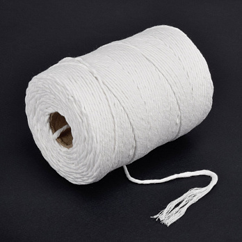 Шнур для макраме хлопковый, 2-3 мм, Белый (LEN-062987)