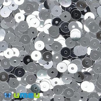 Паєтки Італія круглі плоскі, 4 мм, Сріблясті №1111 Argento Metallizzati (PAI-039111)