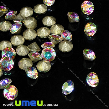 Стрази скляні конусні 4 мм, Crystal AB (STR-034037)
