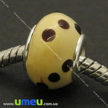 [Архів] Намистина PANDORA Lampwork, 14х9 мм, Бежева, Срібло (BUS-006922)