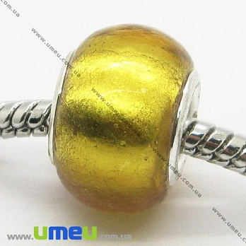[Архів] Намистина PANDORA Lampwork, 14х10 мм, Жовта, Срібло (BUS-007385)