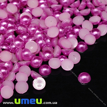 Напівнамистини пластикові Перли, 4 мм, Круглі, Малинові (KAB-022645)