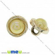 Гудзик пластиковий на ніжці з полубусіной, 12 мм, Жовтий, Світле золото (PUG-021479)