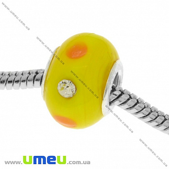 [Архів] Намистина PANDORA Lampwork, 14х10 мм, Жовта, Срібло (BUS-018990)
