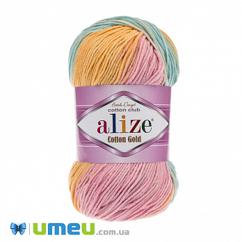 Пряжа Alize Cotton Gold Batik 100 г, 330 м, Бежево-голубая 6784 (YAR-039814)