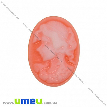 Кабошон з полімерної глини Камея, 25х18 мм, Помаранчевий (KAB-001985)