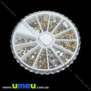 Набір скляних страз в контейнері, Золотисті (STR-012712)