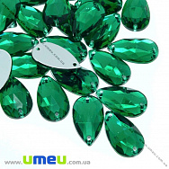 Пришивний кристал пласт. Крапля гранована, 16х10 мм, Смарагдовий (KAB-012193)