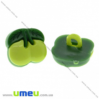 Гудзик пластиковий на ніжці Вишенька, 13х12 мм, Салатовий (PUG-017793)