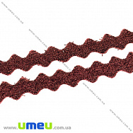 Стрічка оксамитова з люрексом зиґзаґ, 10 мм, Бордова (LEN-035836)