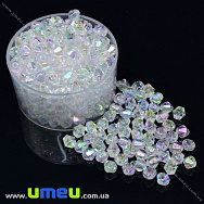 Намистини акрилові Біконуси, 6х6 мм, Білі АВ (BUS-018073)