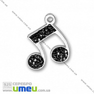 Підвіска з срібла 925 з кристалами Swarovski, Нота чорна, 24х18 мм (POD-002187)