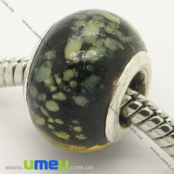 [Архів] Намистина PANDORA Lampwork, 14х10 мм, Чорна, Срібло (BUS-006519)
