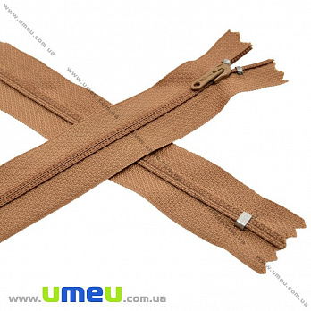 Молния брючная спиральная полупотайная неразъемная, 20 см, Тип 3, Коричневая св. (ZIP-020715)