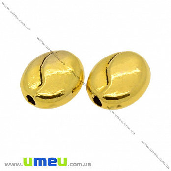 [Архів] Намистина мет. Кавове зернятко, 7,5х6,5х3 мм, Античне золото (BUS-009003)