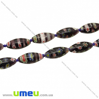 [Архів] Намистина Lampwork рис, 19х8 мм, Фиолетово-коричнева (BUS-004200)