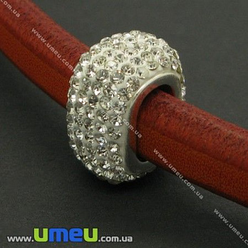 Намистина Regaliz (Licorice) зі стразами Swarovski, 19х16х11 мм, Біла (BUS-006372)
