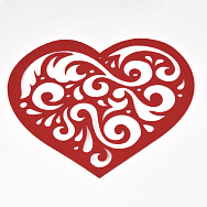 Декоративний виріб з фетру Мереживне серце, 16х14 см, Червоне (FLT-057013)