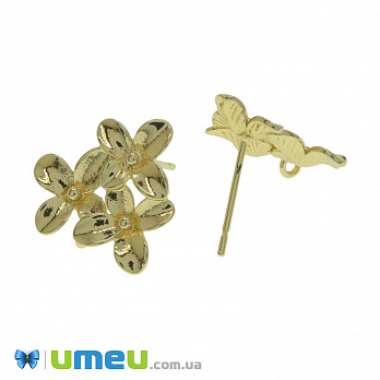 Пусети Квіти, Золото, 15х15 мм (OSN-039917)
