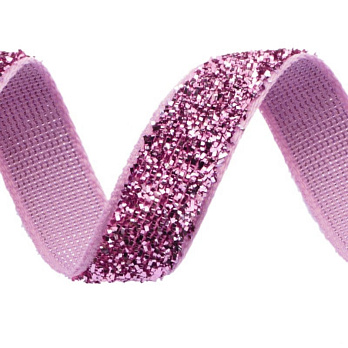 Стрічка оксамитова з люрексом, 10 мм, Рожева (LEN-052365)