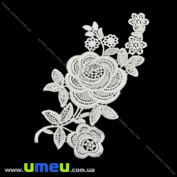Кружевная вставка Роза, 20х9 см, Белая (LEN-025007)