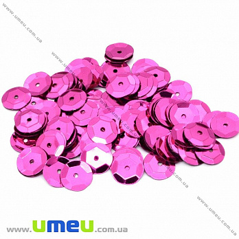 Паєтки Китай круглі грановані, 10 мм, Малинові (PAI-031973)