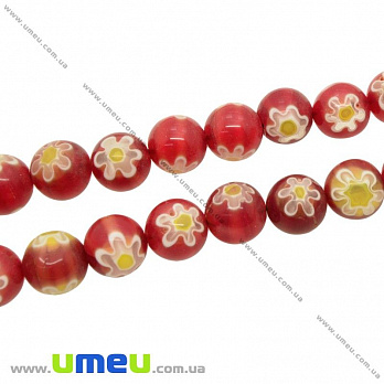 [Архів] Намистина Lampwork кругла, 12 мм, Червона (BUS-004216)