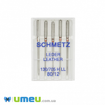 Голки SCHMETZ LEATHER (для шкіри) №80/12 для побутових швейних машин, 5 шт (SEW-043713)
