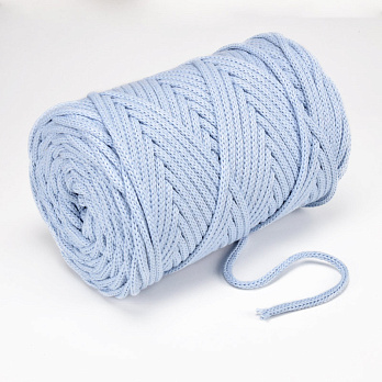 Шнур для макраме хлопковый вязаный, 4 мм, Голубой (LEN-063058)