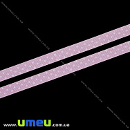 Репсова стрічка в горошок, 10 мм, Рожева світла (LEN-022438)