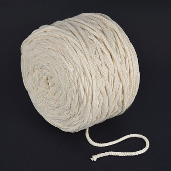 Шнур для макраме хлопковый вязаный, 3 мм, Айвори (LEN-063049)