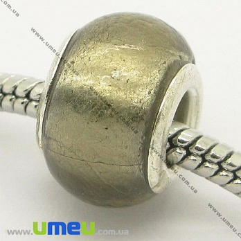 [Архів] Намистина PANDORA Lampwork, 14х10 мм, Сіра, Срібло (BUS-006508)