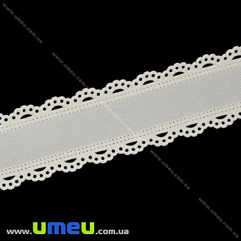 Мішковина з тасьмою, 35 мм, Кремова (LEN-020671)