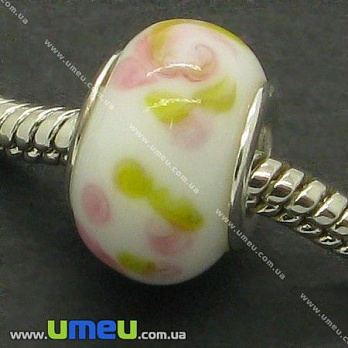 [Архів] Намистина PANDORA Lampwork, 13х9 мм, Біла, Срібло (BUS-005717)