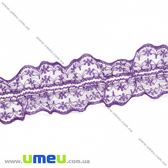 Мереживо на резинці, 40 мм, Фіолетові (LEN-025757)