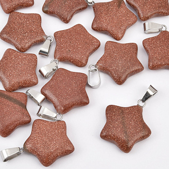 Підвіска Зірка, Синт. камінь Авантюрин Золотий пісок, 23х20 мм (POD-031858)