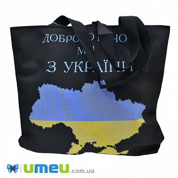Сумка з принтом під вишивку, Карта України, Чорна (SXM-044485)