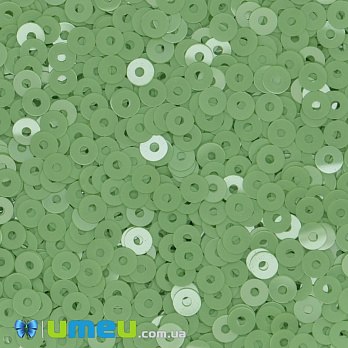Паєтки Італія круглі плоскі, 4 мм, Салатові №7664 Verde Chiaro Opaline (PAI-039949)