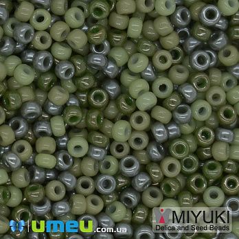 Бісер японський Miyuki круглий RR 11/0 №MIX95, Мікс зелений (BIS-045565)