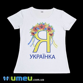 Жіноча футболка з принтом під вишивку Ф108, Розмір M, Біла (UPK-048180)