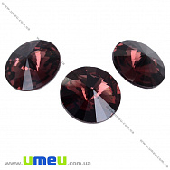 Ріволі скляний, Круглий гранований, 10 мм, Коричневий (KAB-020007)