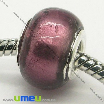 [Архів] Намистина PANDORA Lampwork, 14х10 мм, Фіолетова, Срібло (BUS-004565)