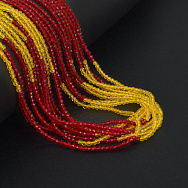 Намистини круглі грановані, 2 мм, Мікс червоно-жовтий (BUS-057360)