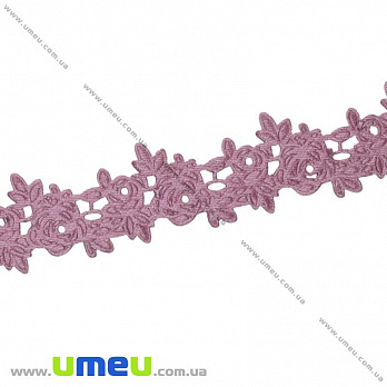 Тасьма тиснена Трояндочки, 20 мм, Рожева (LEN-025670)