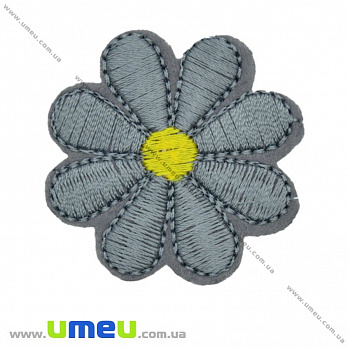 Термоаплікація Квіточка, 3,8 см, Сіра (APL-017436)