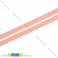 Репсова стрічка в горошок, 10 мм, Персикова (LEN-016646)