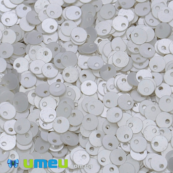 Паєтки Індія круглі плоскі (зміщений отвір), 4 мм, Кремові (PAI-037460)